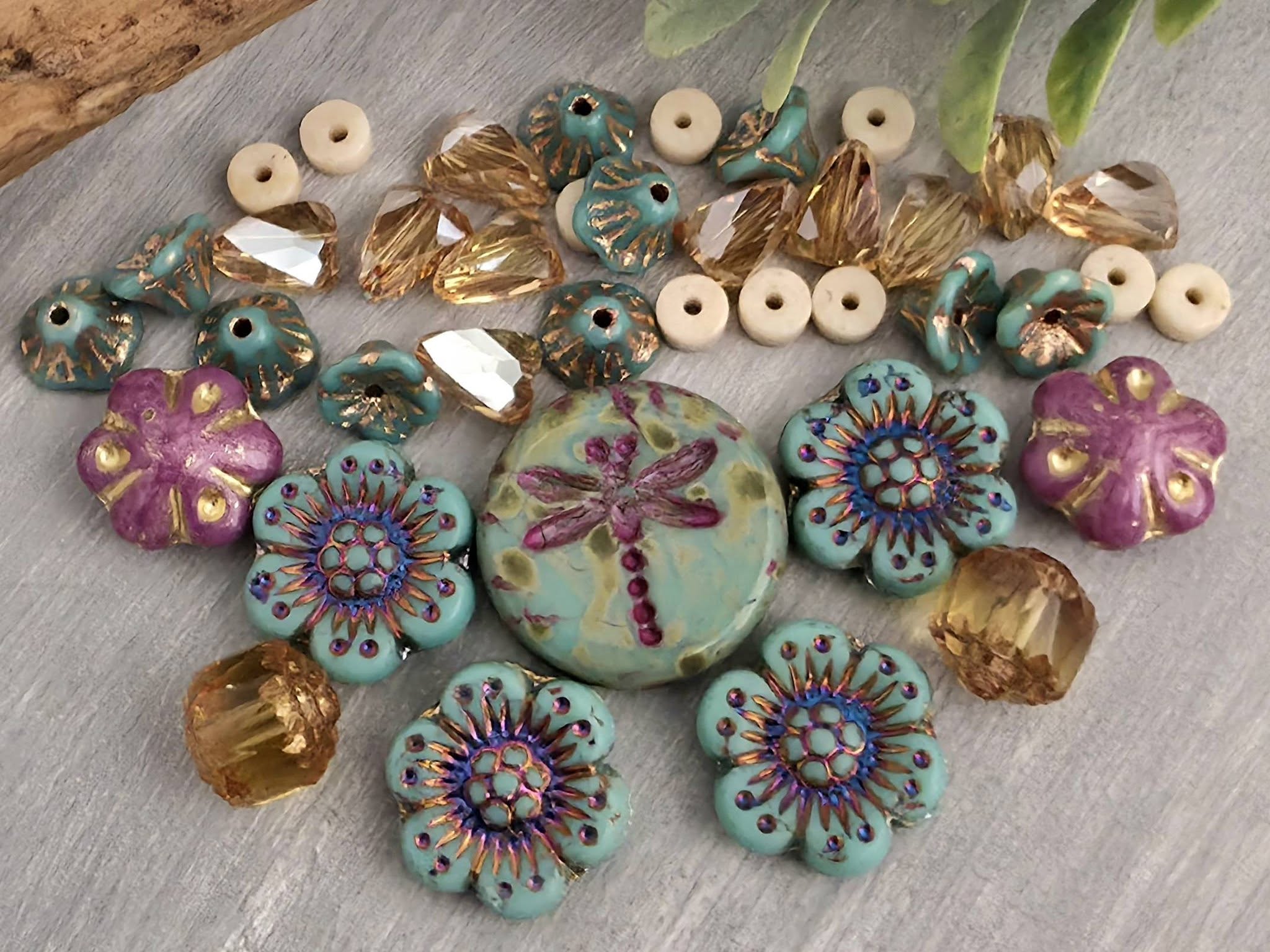 Dragonfly Garden - Curated Bead Mix - 40pcs