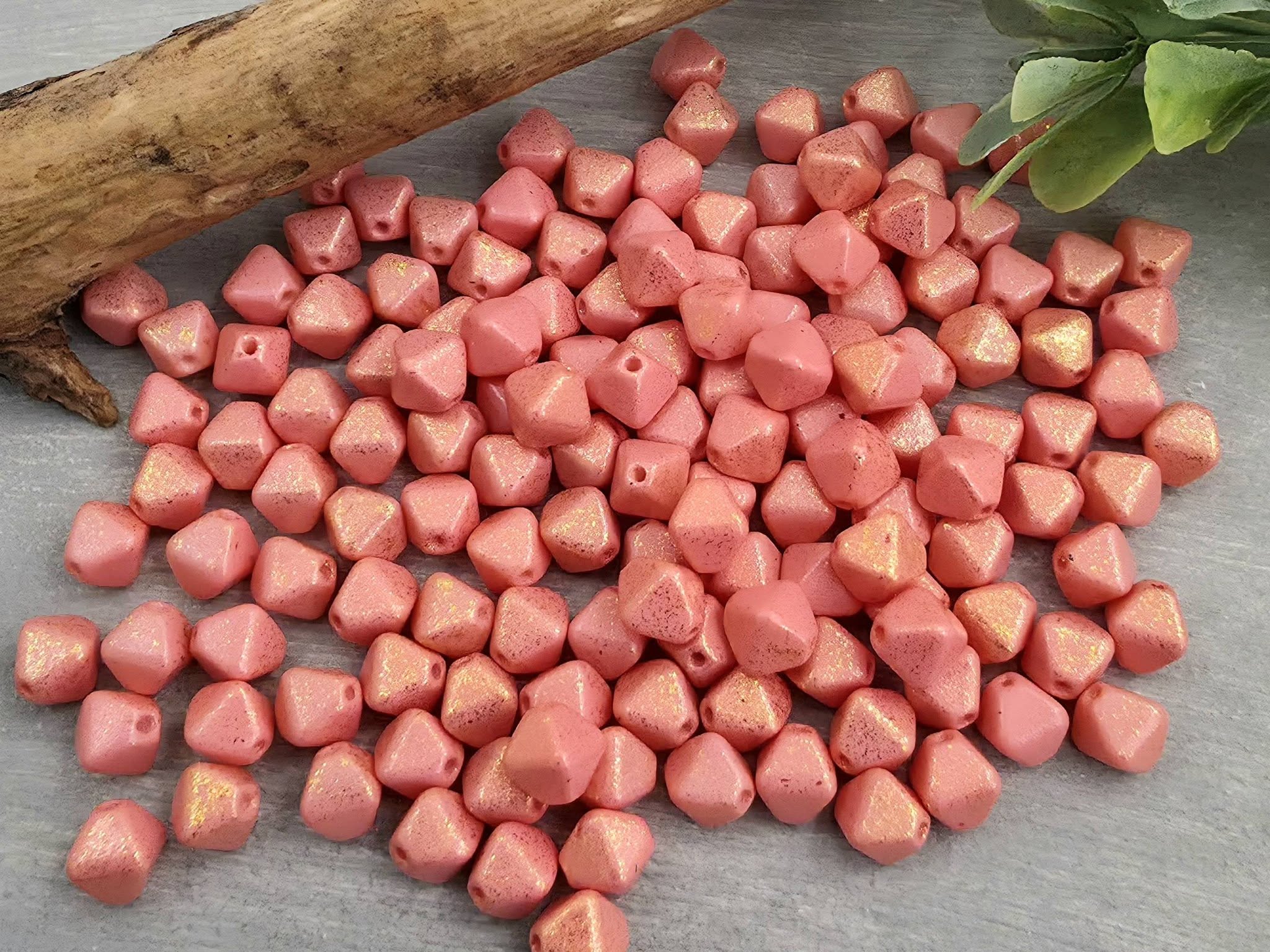 Coral Pink - Czech Lantern Bicone Beads - 6mm - 50pcs