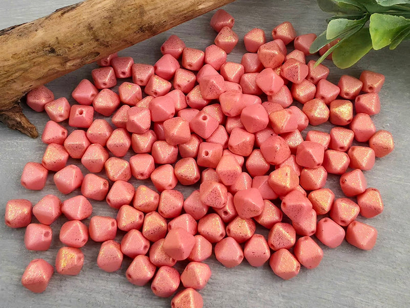 Coral Pink - Czech Lantern Bicone Beads - 6mm - 50pcs