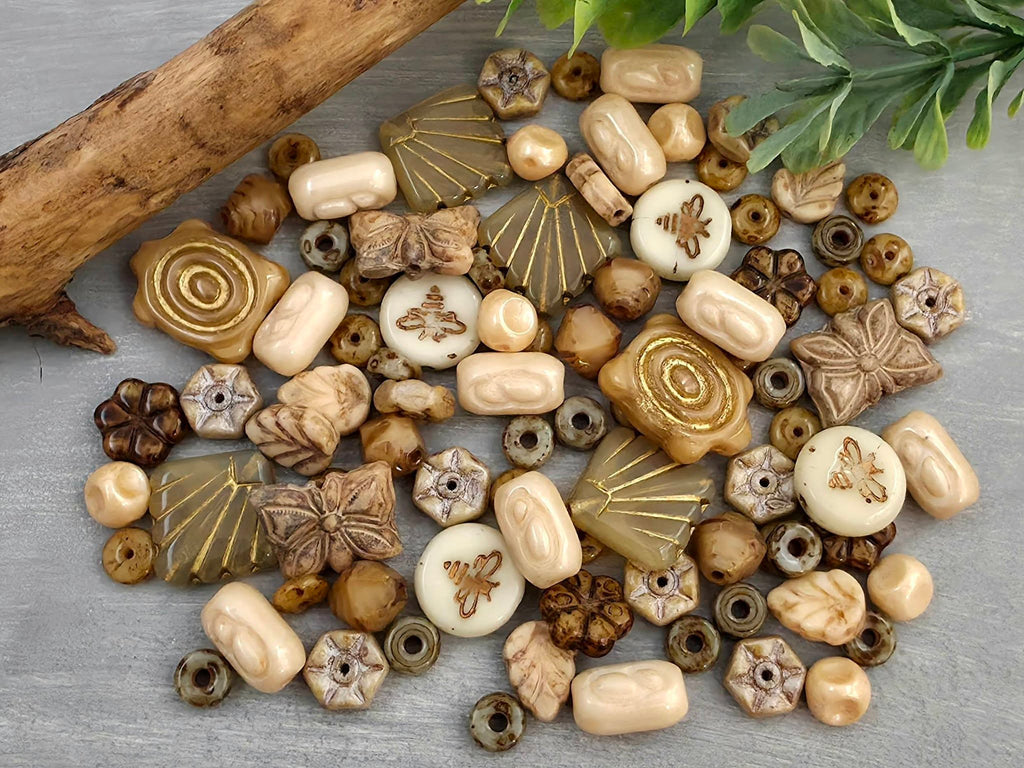 Desert Linen - Curated Czech Bead Mix - 90pcs