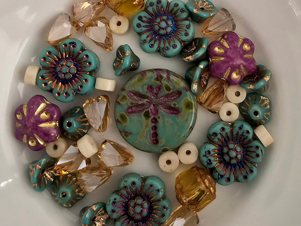 Dragonfly Garden - Curated Bead Mix - 40pcs