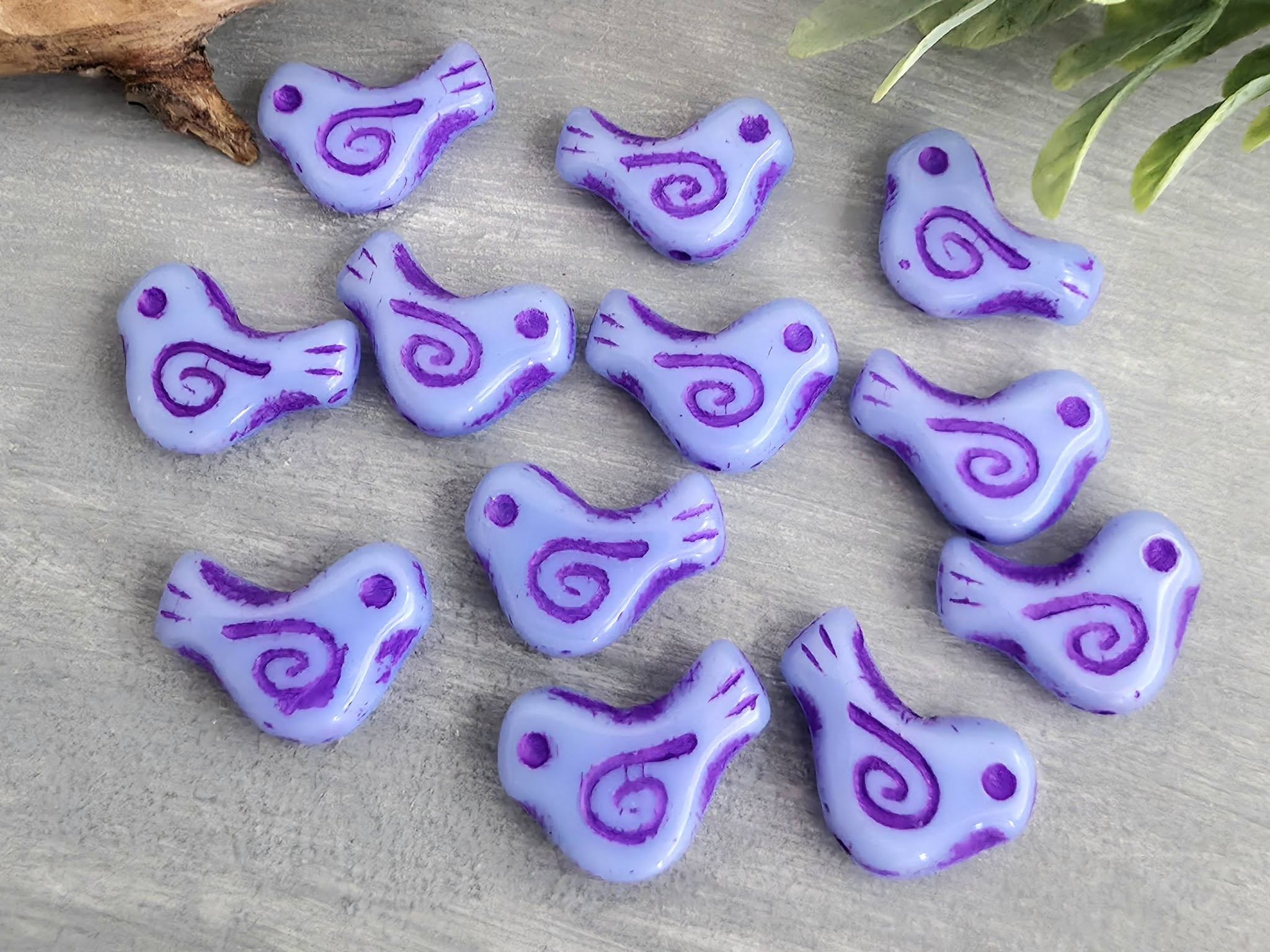 Peri Bird - Czech Beads - 12mm - 4pcs
