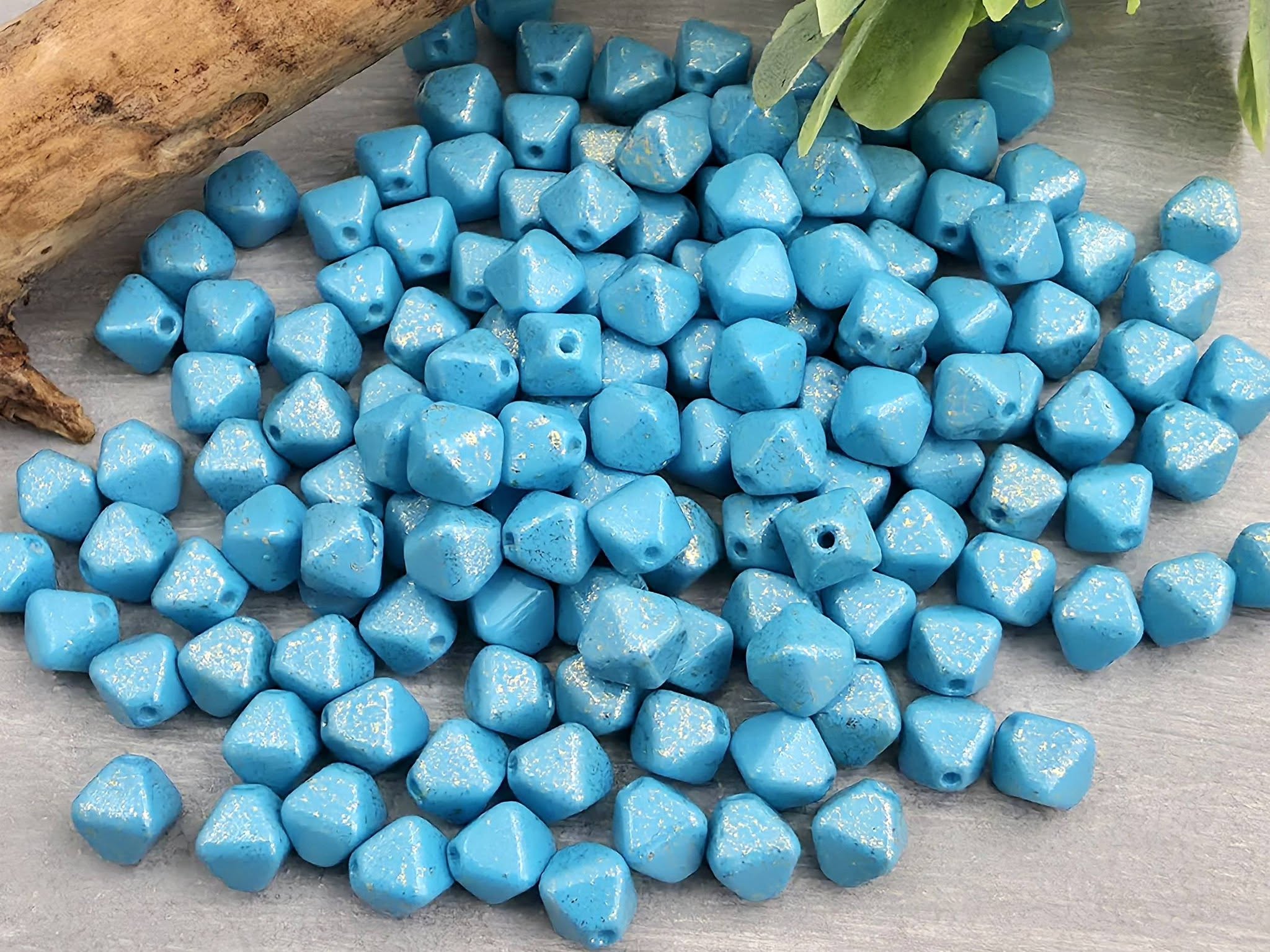 Caribbean Turquoise - Czech Lantern Bicone Beads - 6mm - 50pcs
