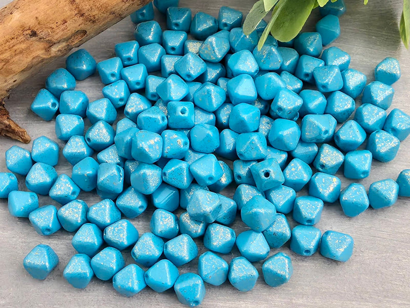 Caribbean Turquoise - Czech Lantern Bicone Beads - 6mm - 50pcs