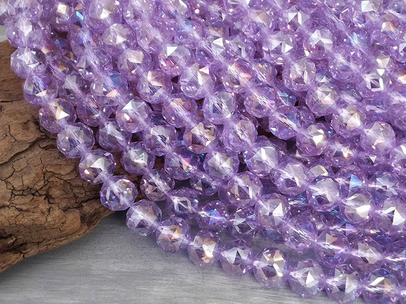 Mystic Lilac - Hexagon Cut Crystals - 8mm - 7" Strand