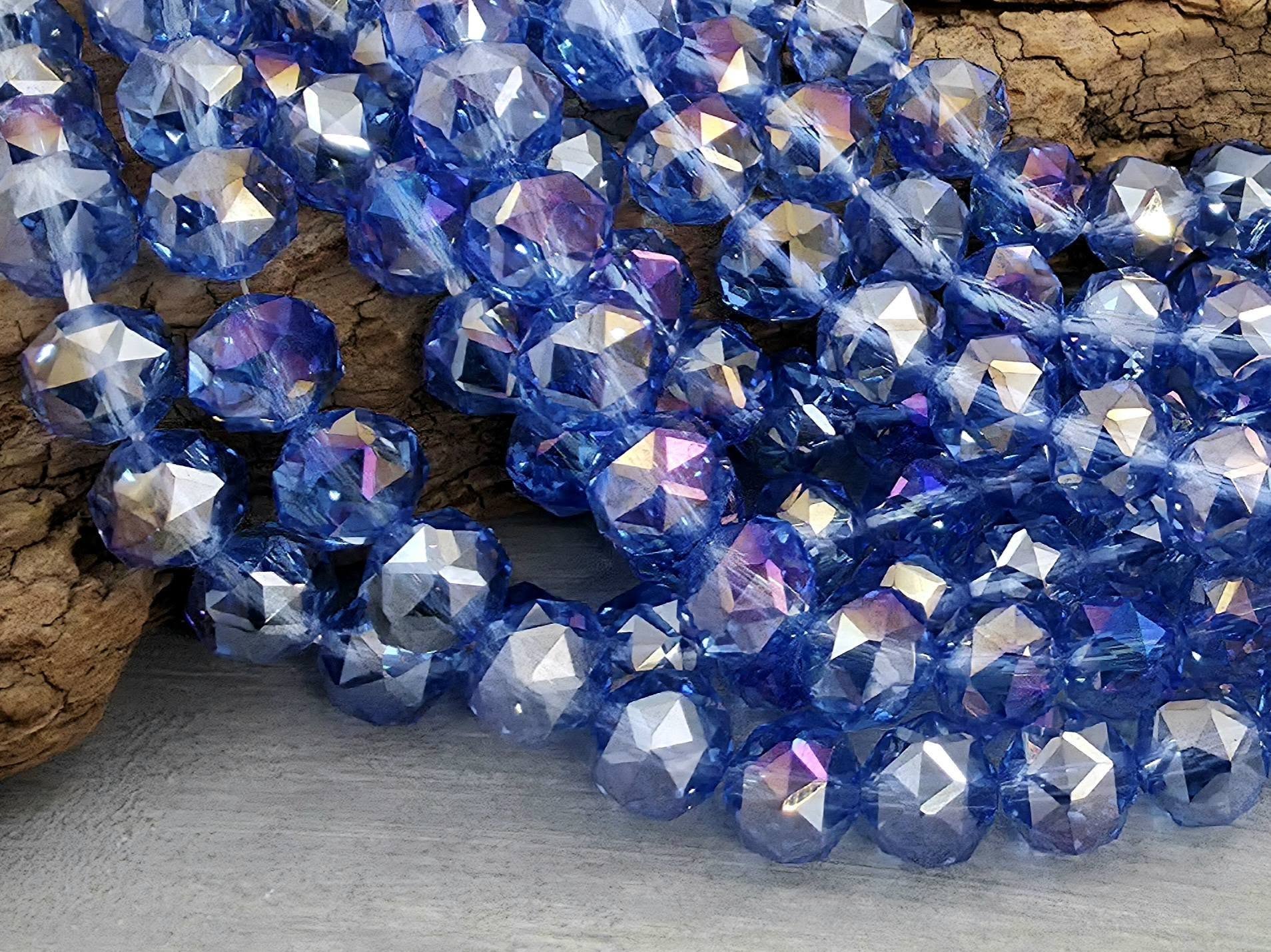 Mystic Indigo - Hexagon Cut Crystals - 8mm - 7" Strand