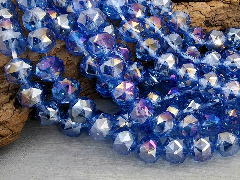 Mystic Indigo - Hexagon Cut Crystals - 8mm - 7" Strand
