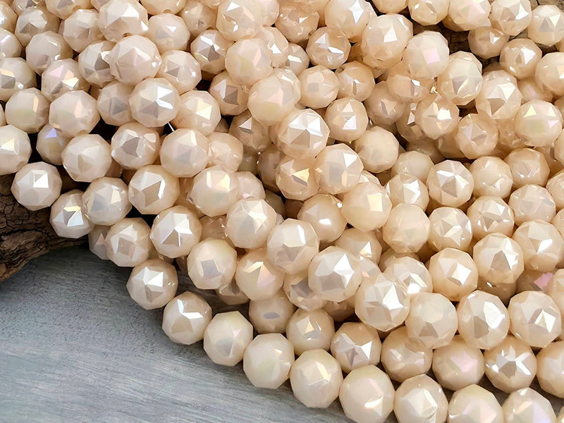 Mystic Sand - Hexagon Cut Crystals - 8mm - 7" Strand