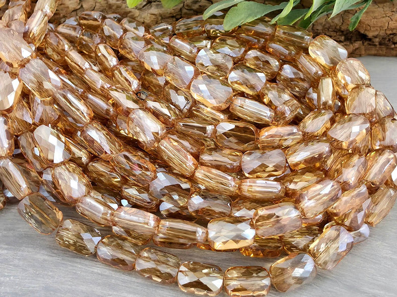 Champagne - Micro Faceted Rectangle Crystals - 8x5mm