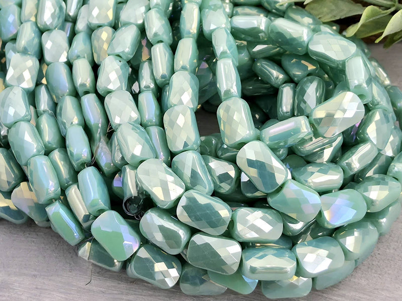 Mystic Seafoam - Micro Faceted Rectangle Crystals - 8x5mm