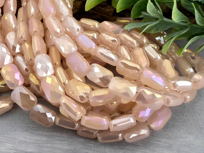 Mystic Lt Pink - Micro Faceted Rectangle Crystals - 8x5mm