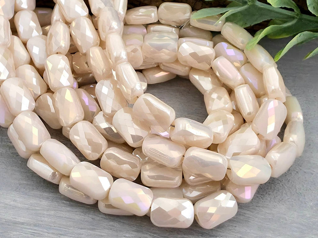 Vintage Pink - Micro Faceted Rectangle Crystals - 8x5mm