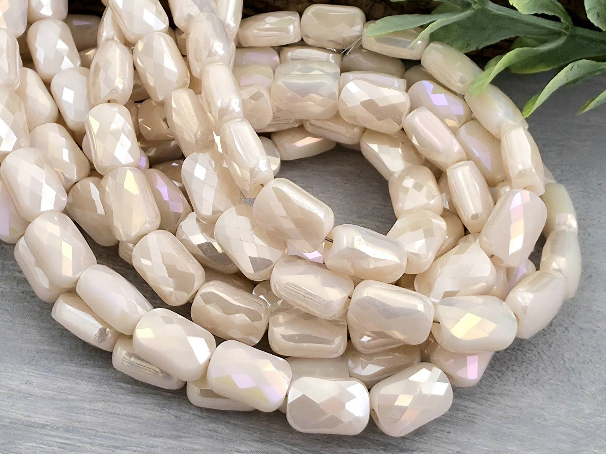 Vintage Pink - Micro Faceted Rectangle Crystals - 8x5mm