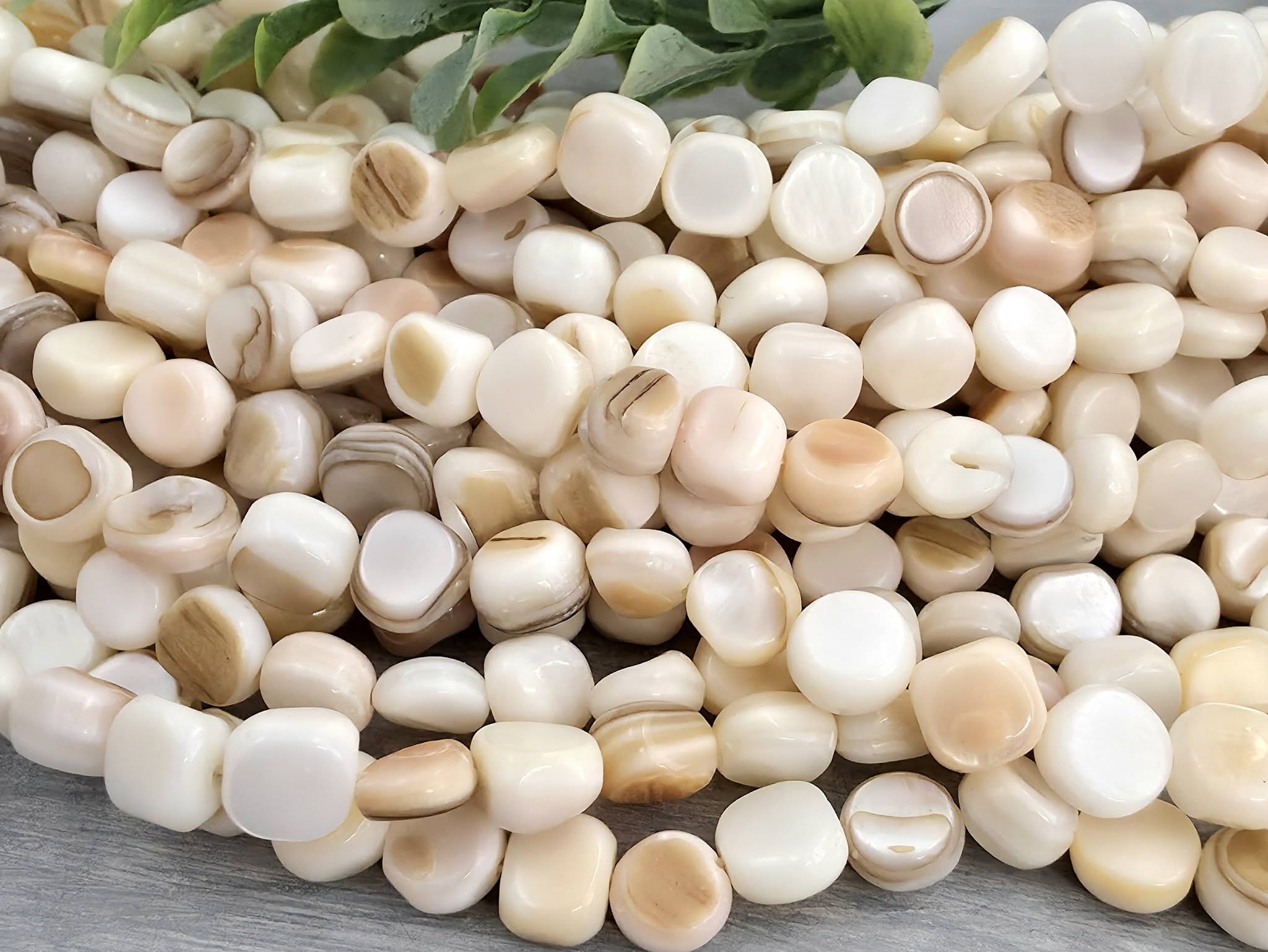 Irregular Mother Of Pearls Shell Coin Beads - 7-8mm - 7" Strand Main image