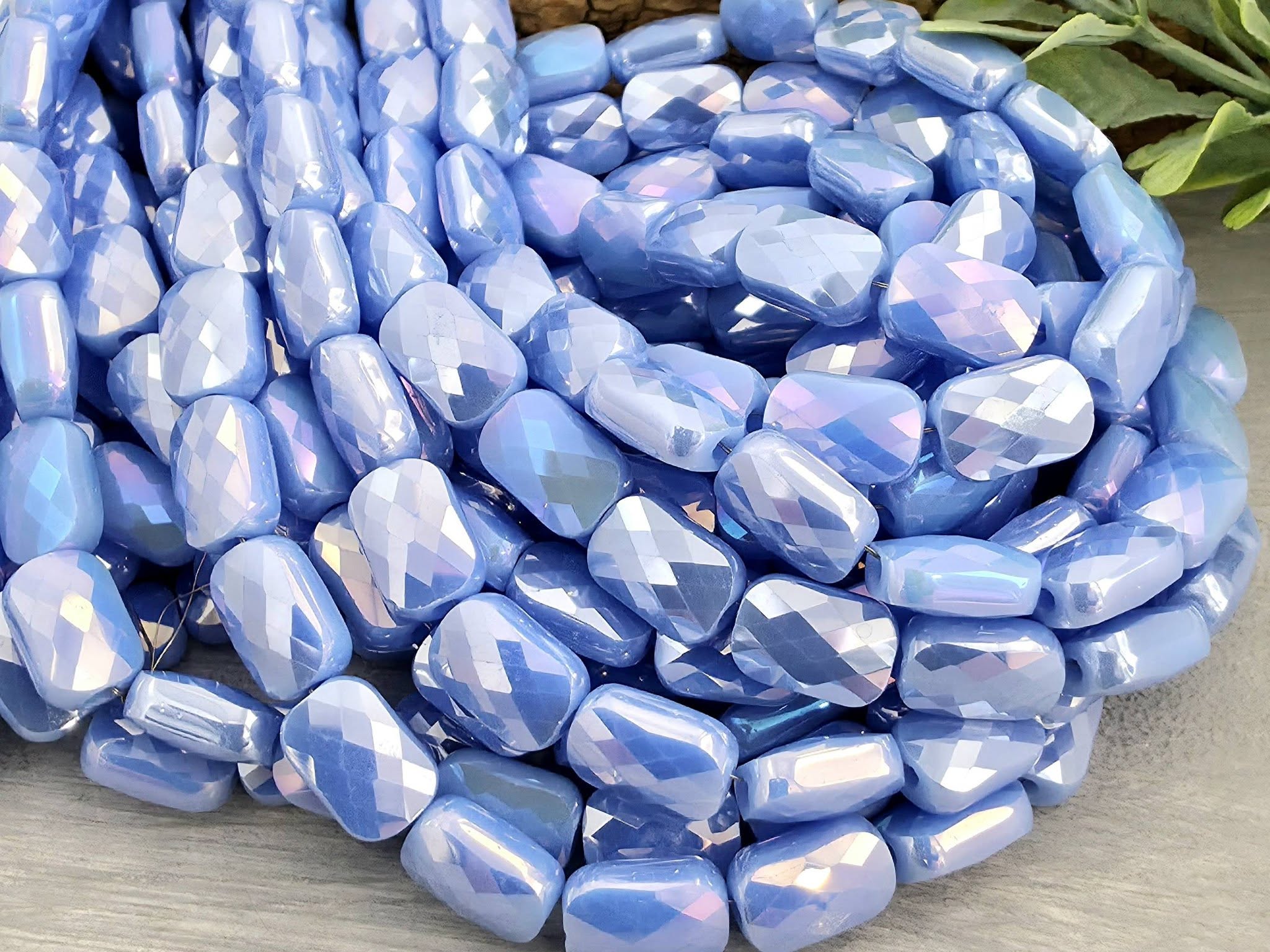 Mystic Periwinkle Blue - Micro Faceted Rectangle Crystals - 8x5mm
