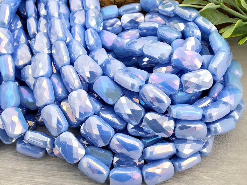 Mystic Periwinkle Blue - Micro Faceted Rectangle Crystals - 8x5mm