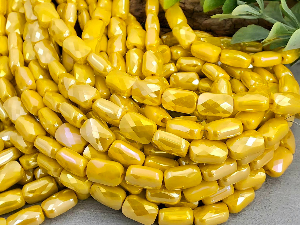 Mystic Tuscany Yellow - Micro Faceted Rectangle Crystals - 8x5mm
