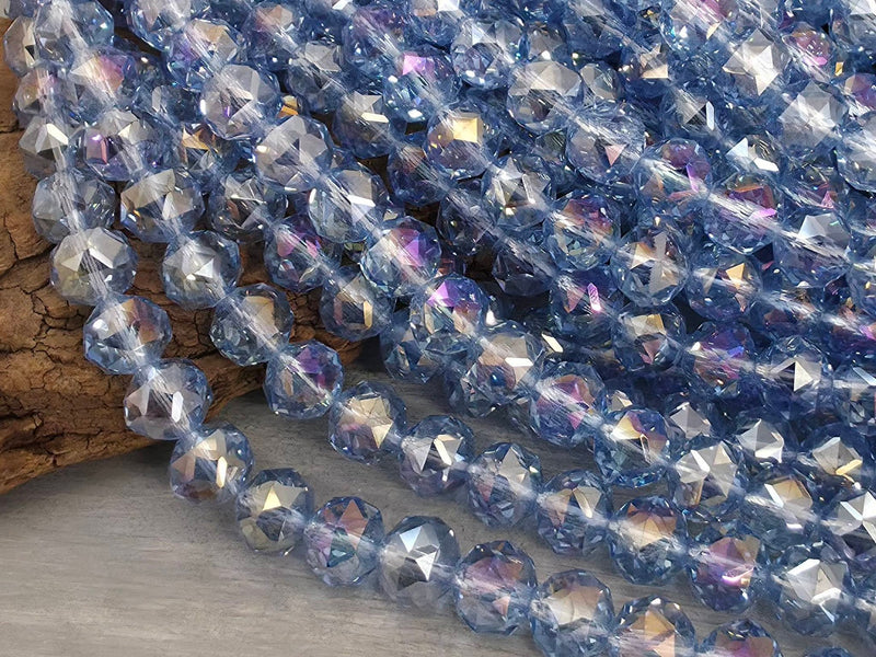 Mystic Lt Sapphire - Hexagon Cut Crystals - 8mm - 7" Strand
