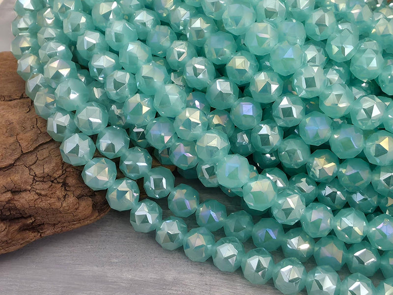 Mystic Seafoam - Hexagon Cut Crystals - 8mm - 7" Strand