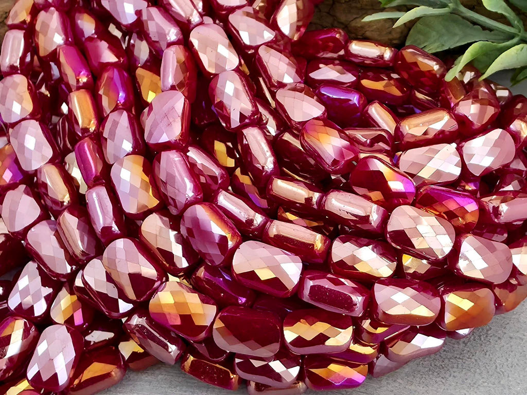 Mystic Magenta - Micro Faceted Rectangle Crystals - 8x5mm