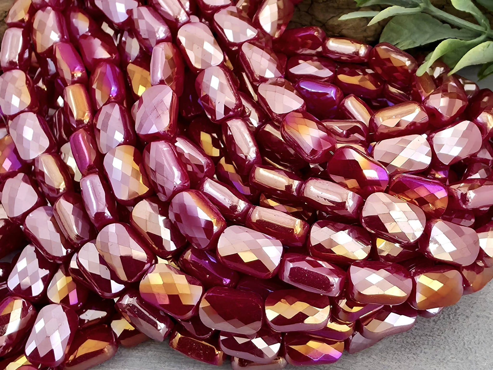 Mystic Magenta - Micro Faceted Rectangle Crystals - 8x5mm