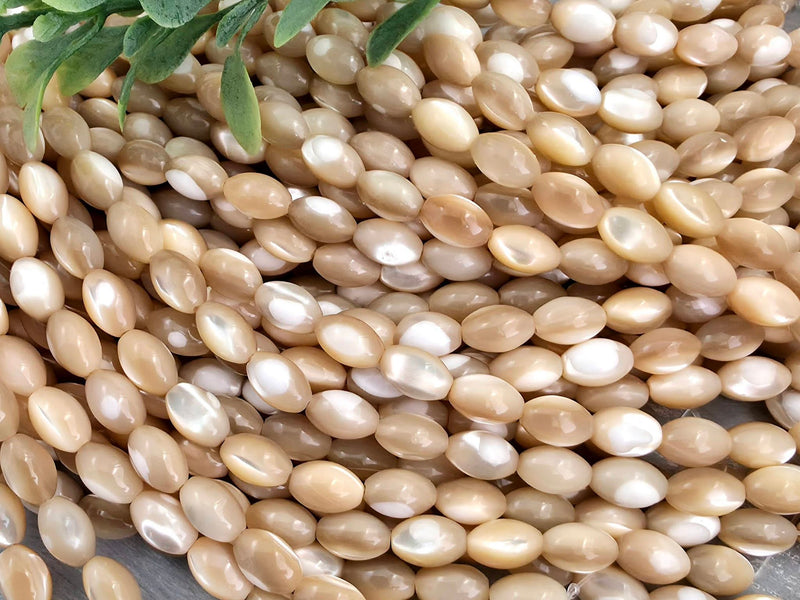 Natural Mother Of Pearls - Nacre Conch Rice Beads - 9x6mm - 7.5"