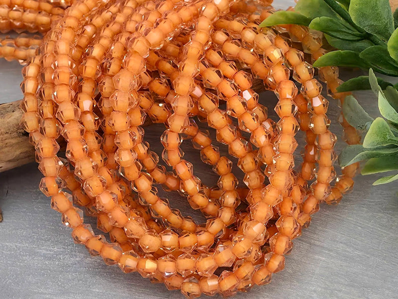 Peach Lined Crystal Bicone - 4mm - 10" Strand