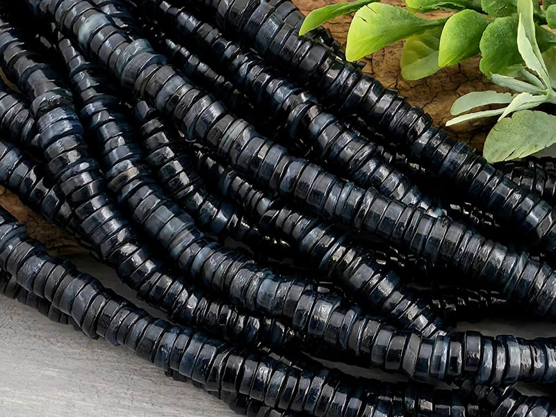 Prussian Blue - Heishi Shell Disc - 6mm - 10" Strand