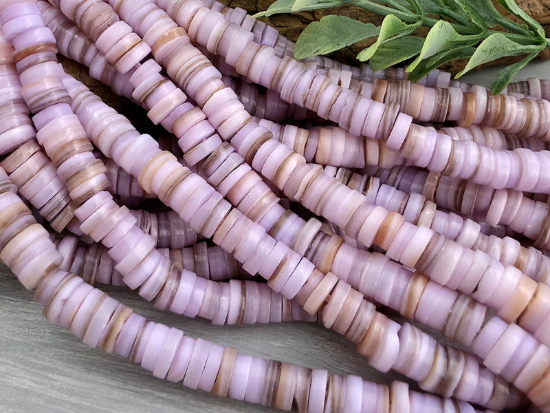 Lt Lilac - Heishi Shell Disc - 6mm - 10" Strand