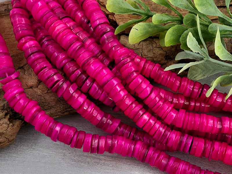 Magenta - Heishi Shell Disc - 6mm - 10" Strand