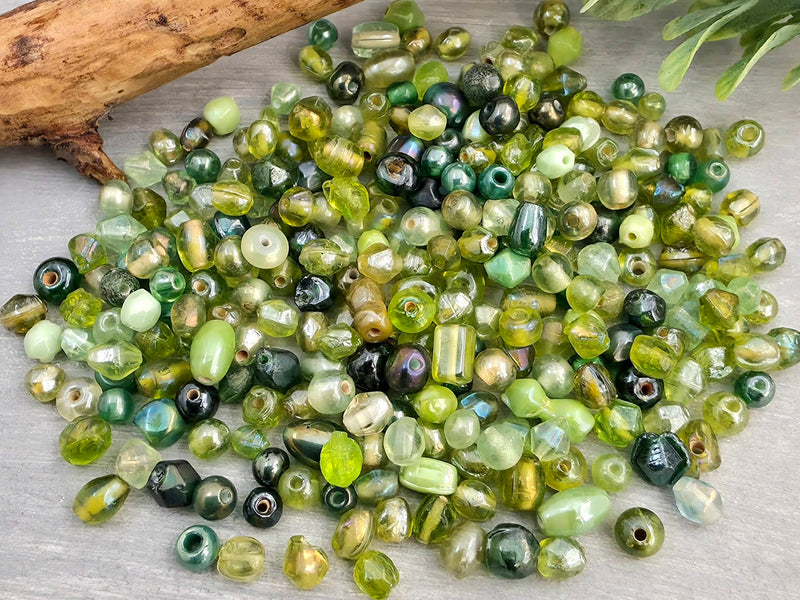 Green - Luster Glass Bead Mix  - 3-6mm - 30gr.