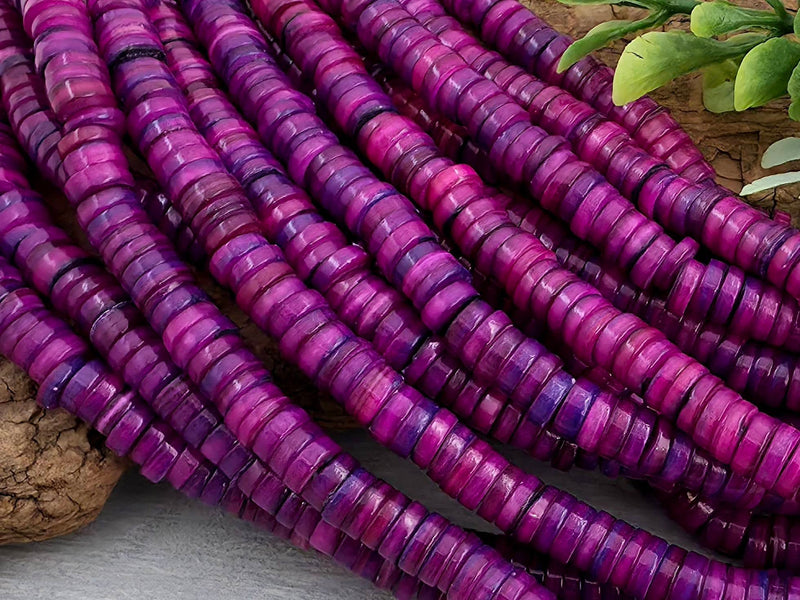 Purple Magenta - Heishi Shell Disc - 6mm - 10" Strand