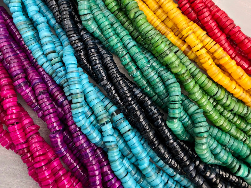 Turquoise Green - Heishi Shell Disc - 6mm - 10" Strand