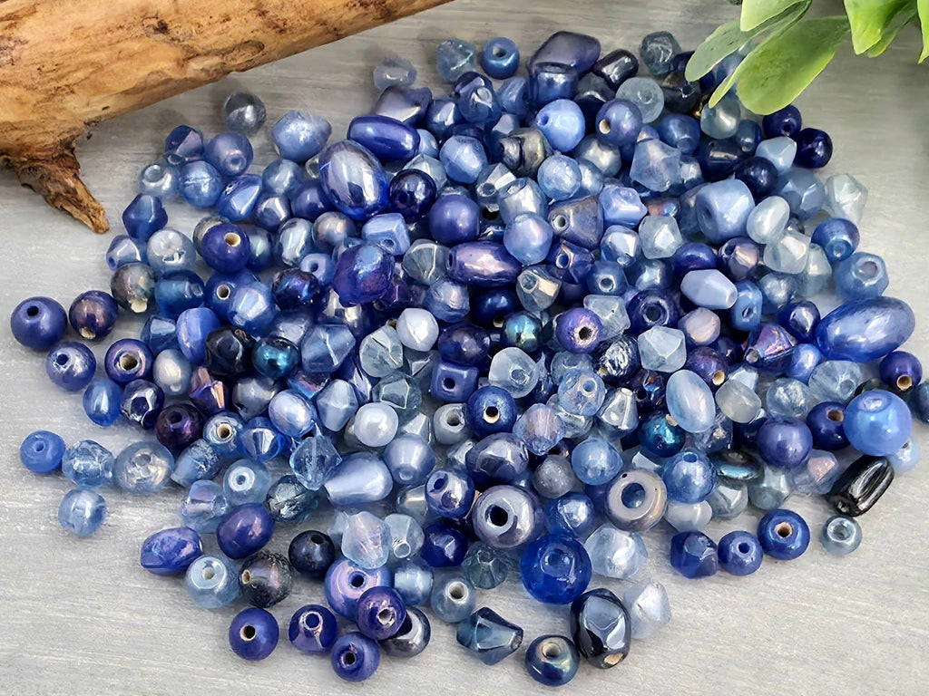 Blue - Luster Glass Bead Mix  - 3-6mm - 100gr.