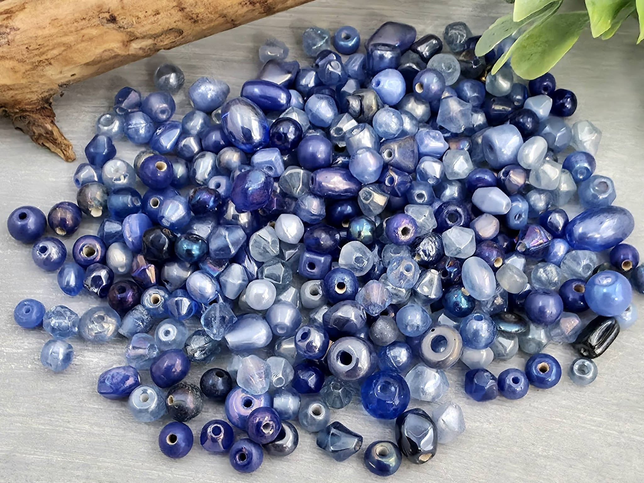 Blues - Luster Glass Bead Mix  - 3-6mm - 30gr.