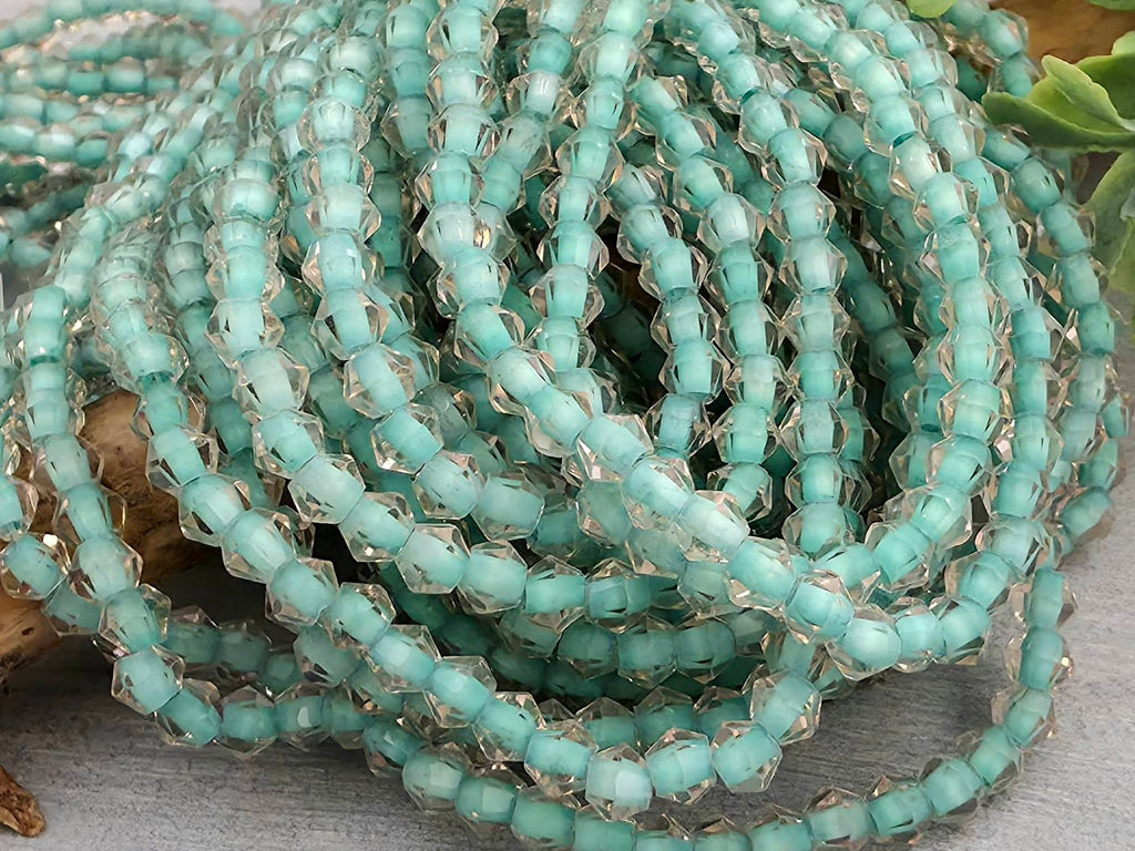 Turquoise Lined Crystal Bicone - 4mm - 10" Strand