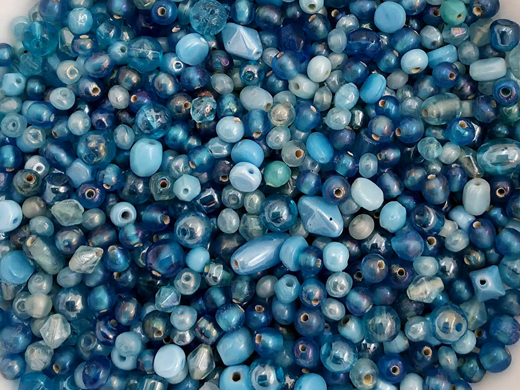 Aqua - Luster Glass Bead Mix  - 3-6mm - 100gr.