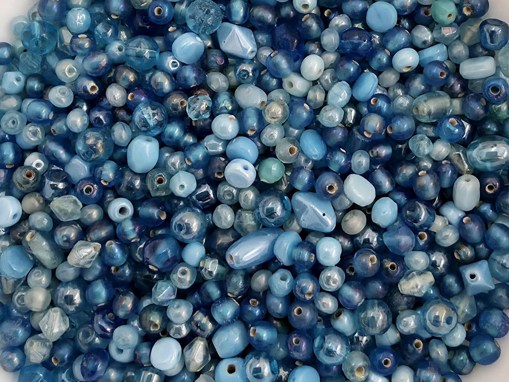 Aqua - Luster Glass Bead Mix  - 3-6mm - 100gr.