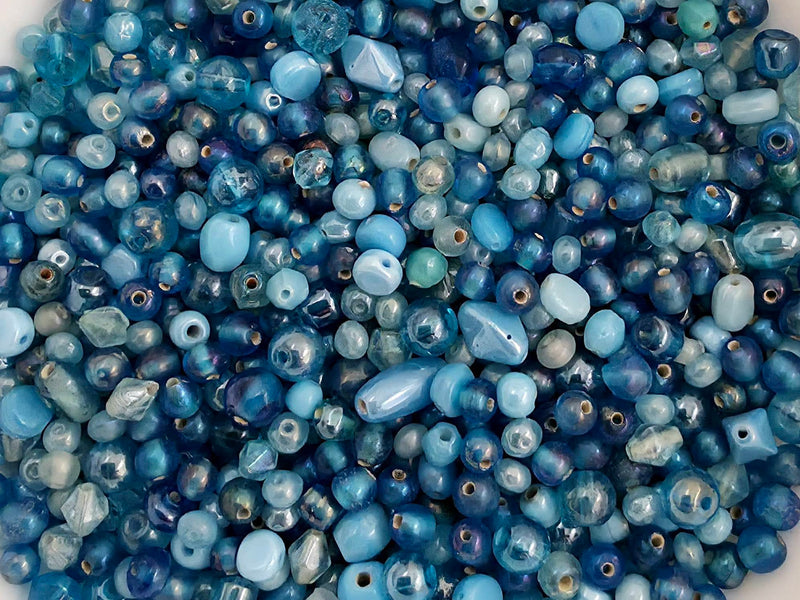 Aqua - Luster Glass Bead Mix  - 3-6mm - 100gr.