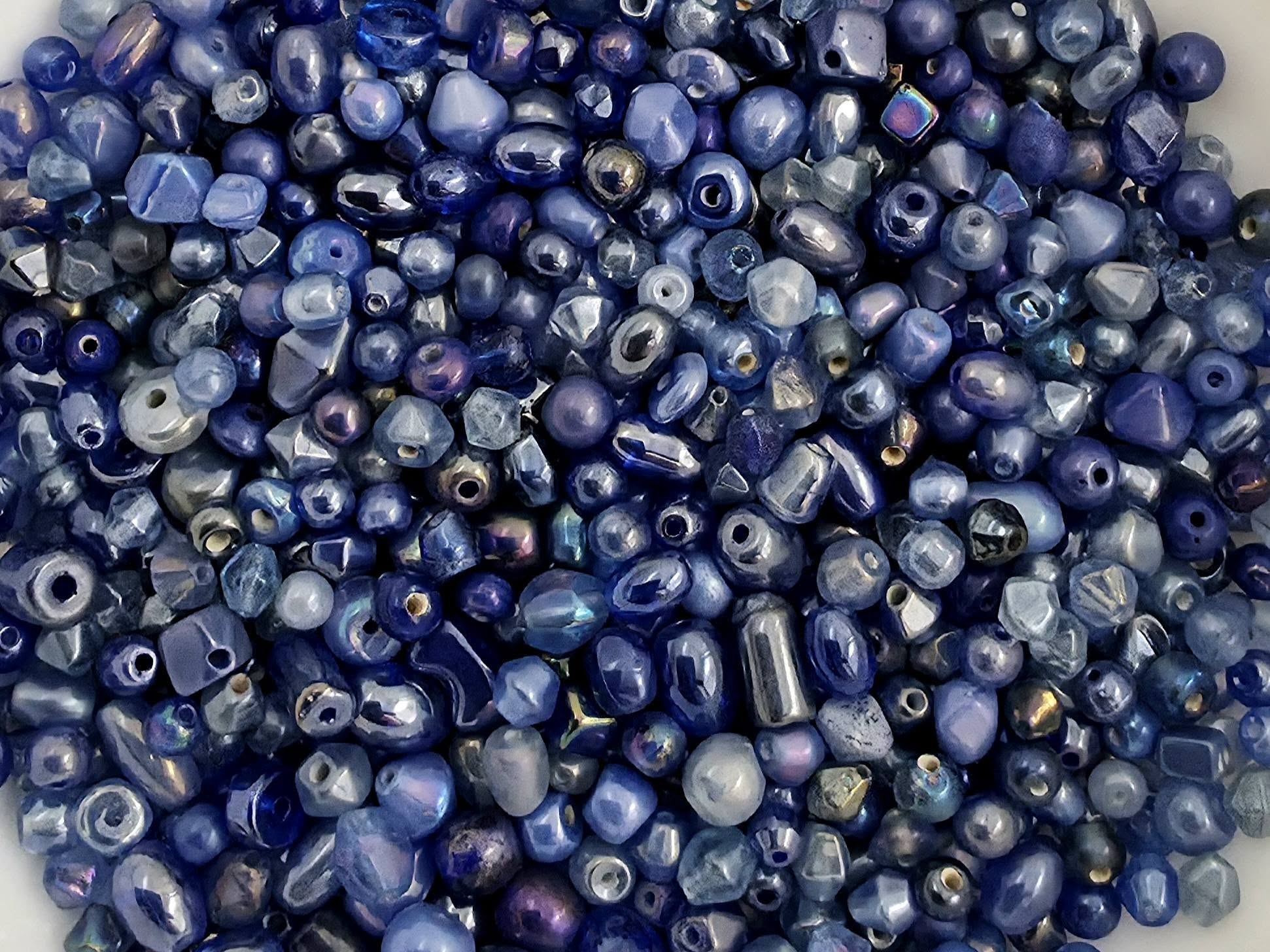Blue - Luster Glass Bead Mix  - 3-6mm - 100gr.