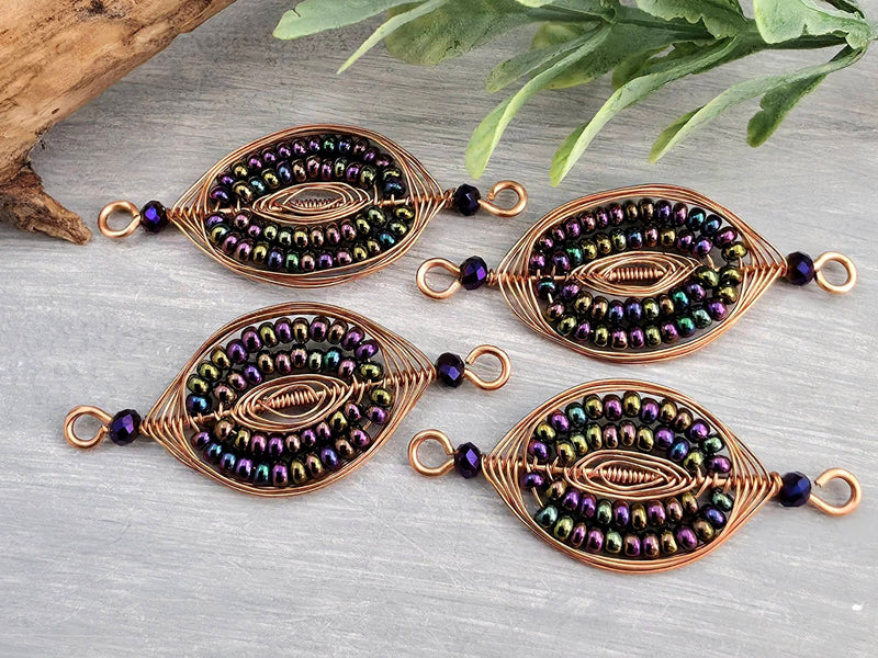 Peacock - Handwired Herringbone Links - 40mm - 2pcs