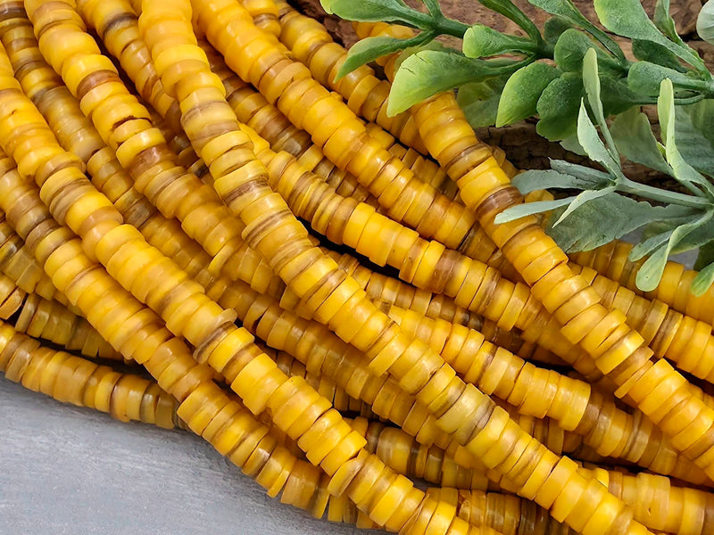 Ochre Yellow - Heishi Shell Disc - 6mm - 10" Strand