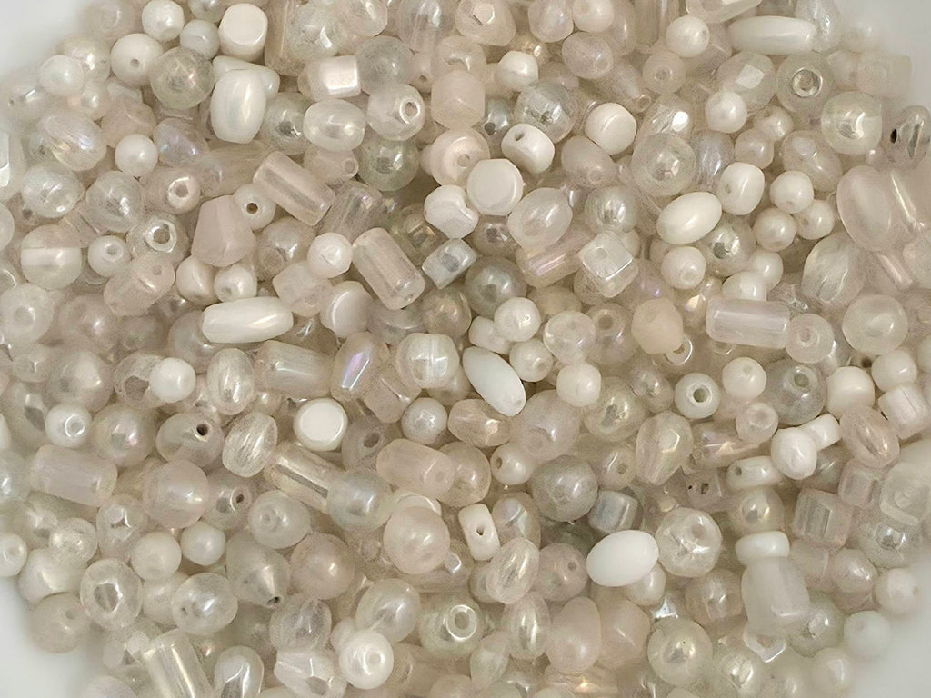 White - Luster Glass Bead Mix  - 3-6mm - 100gr.