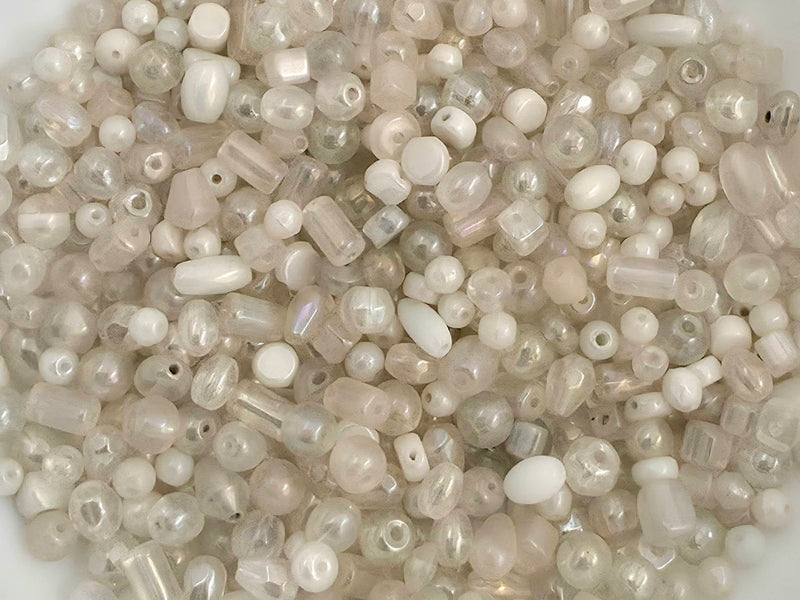 White - Luster Glass Bead Mix  - 3-6mm - 100gr.