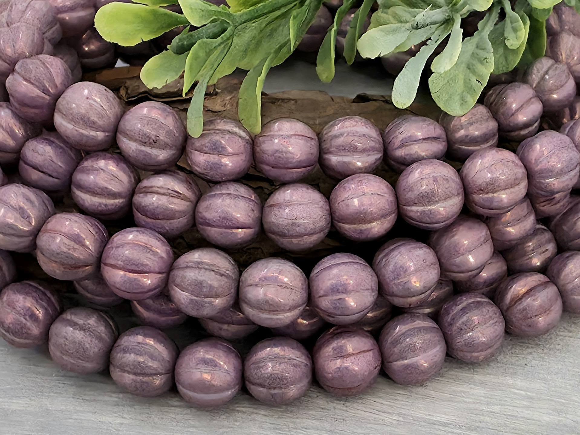 Lavender Luster - Czech Melon Beads - 8mm - 15pcs