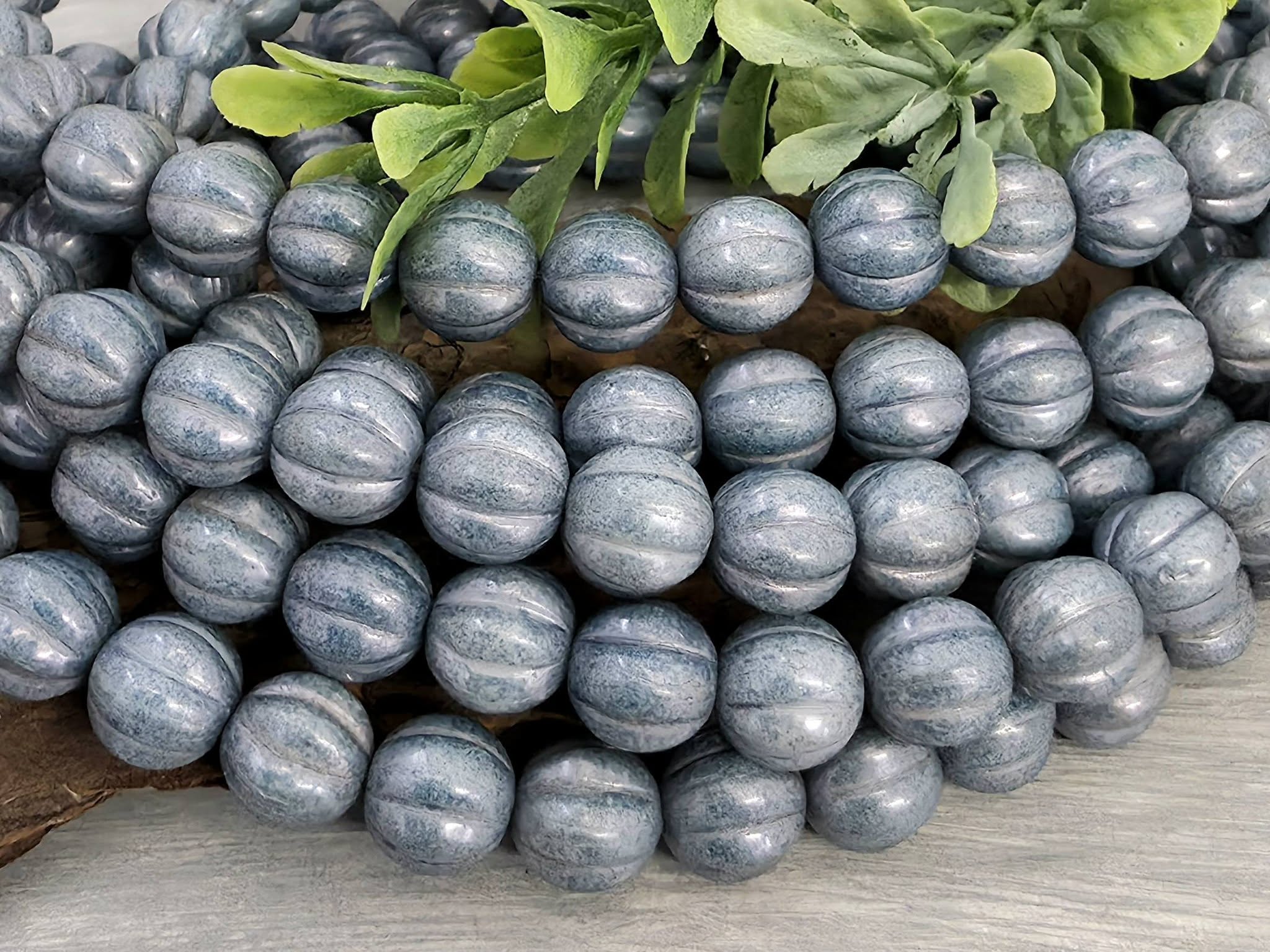 Slate Blue Luster - Czech Melon Beads - 8mm - 15pcs