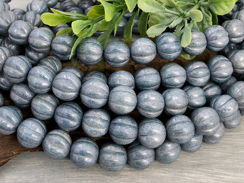 Slate Blue Luster - Czech Melon Beads - 8mm - 15pcs