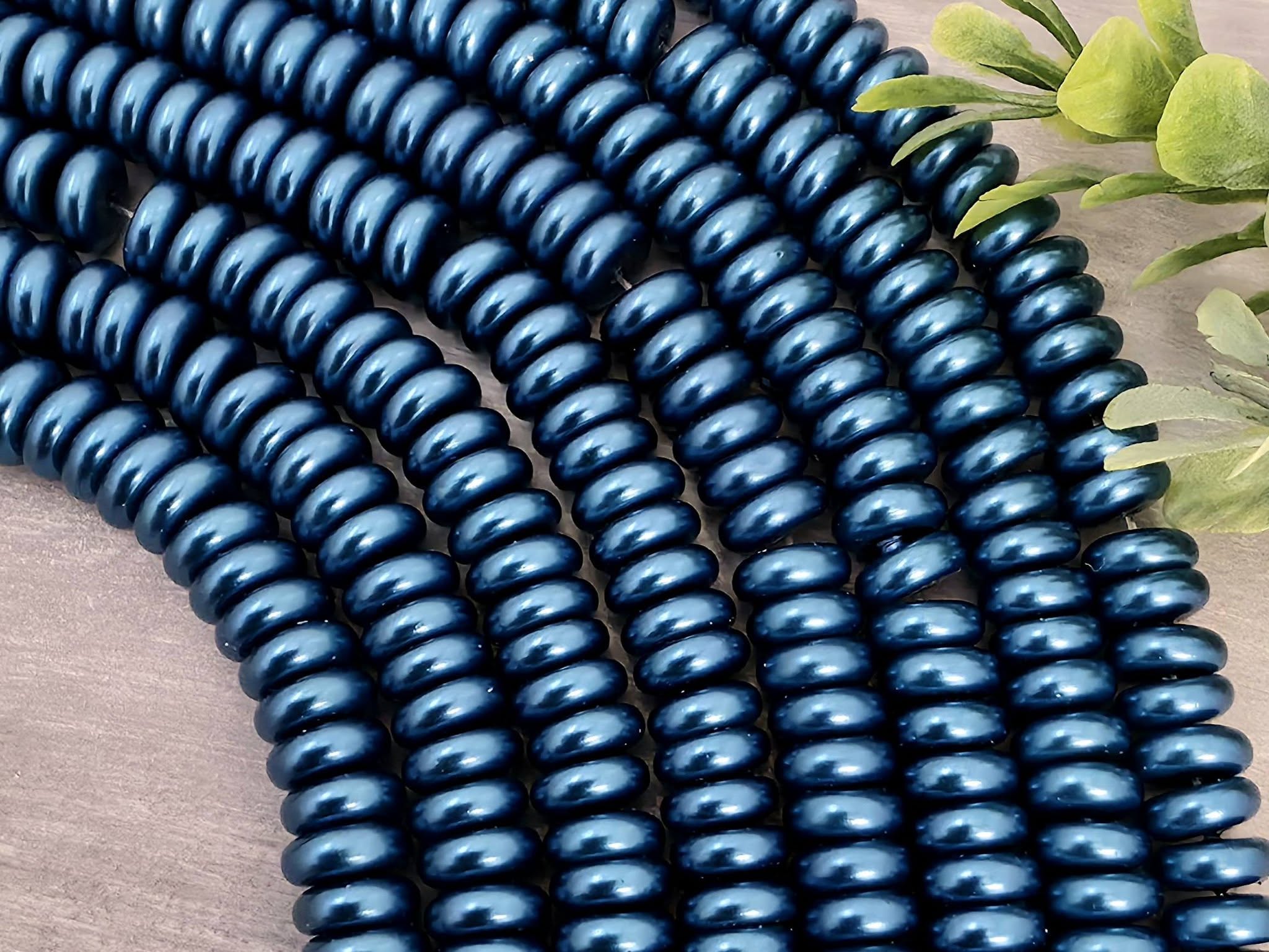 Peacock - Glass Pearl Rondelles - 8mm - 7.5" str.