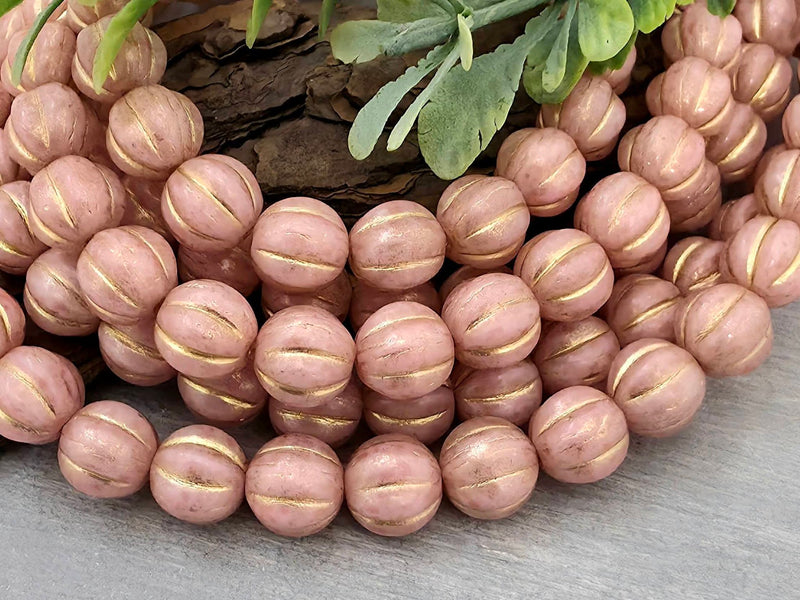 Vintage Rose - Czech Melon Beads - 8mm - 15pcs