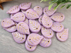 Powdery Lavender - Czech Apple Leaves - 18x13mm - 6pcs